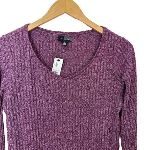 The Limited‎ Knit Tunic Top Purple Womens Size L Ribbed HiLo Hem Round Neckline - Picture 6 of 8